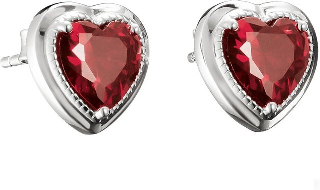 Thomas Sabo Ohrstecker Herz Granatrot, 925 Silber, Damen - Bild 1