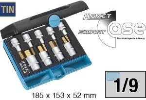 Hazet Schraubendreher-Steckschlüsseleinsatz-Satz 986/9N mit 9 Werkzeugen, 1/2 Zoll Vierkant hohl, Innen-Sechskant Profil 5 - 17 mm - Bild 2