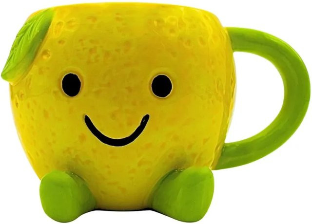 Dekohelden24 Kaffeebecher Zitrone aus Keramik, Gelb, Höhe: 8 cm, Durchmesser: 14 cm - Bild 1