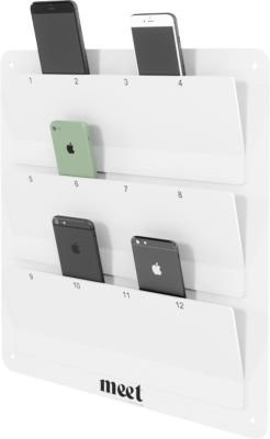 Paperflow meet by Paperflow Handyablage Phone Docking in Grau mit nummerierten Fächern für 12 Mobiltelefone zur Wandmontage - Bild 1