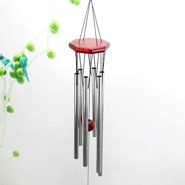 Dekoratives Windspiel von OutsideWorld aus Holz und Aluminiumrohren in Grau/Silber - Bild 1