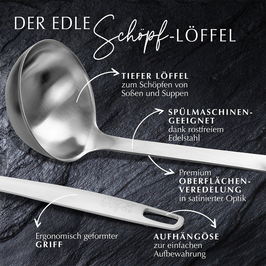 Stanley Rogers Schöpflöffel aus Edelstahl in Silber mit Satin-Finish, Länge: 32 cm - Bild 3