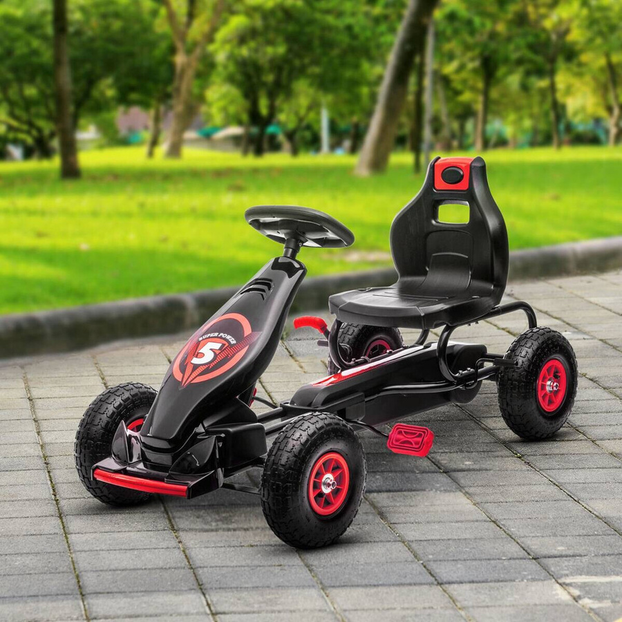 HOMCOM Gokart Kinderfahrzeug mit verstellbarem Sitz und Gummireifen - Bild 3