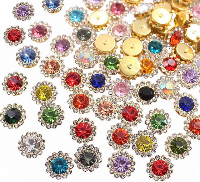 Goldfarbene Krallen-Cup-Strasssteine mit flacher Rückseite für DIY-Projekte und Kleidung, glänzende Kristall-Edelsteine in Multicolour, 12 mm - Bild 1