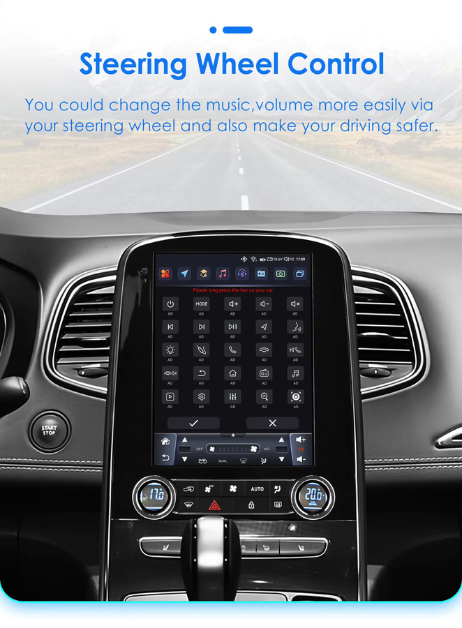 OSSURET Android 13 Auto Multimedia Player für Renault Scenic mit 9,7 Zoll Display, Tesla-Stil, GPS, 4G, Carplay und Rückfahrkamera, Schwarz - Bild 4