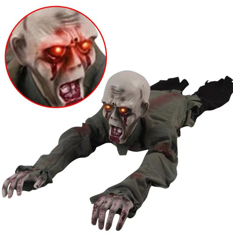 Gruseliger kriechender Geist von feiyanautoparts mit elektronischer Stimme und roten Augen für deine Halloween-Dekoration, Höhe: 110 cm, Breite: 30 cm - Bild 4