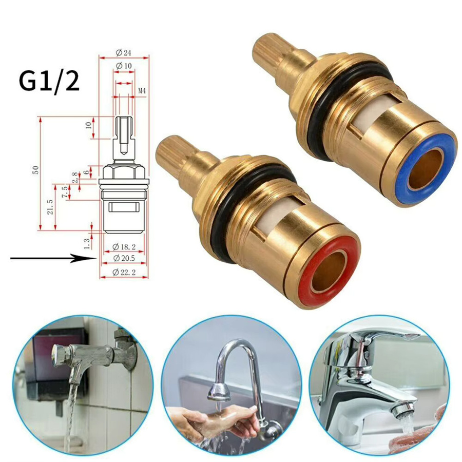100er Pack Ersatz-Ventilpatronen aus Messing mit Keramikscheiben für Wasserhahn und Waschmaschinen-Eckventile in Messing-Optik - Bild 2