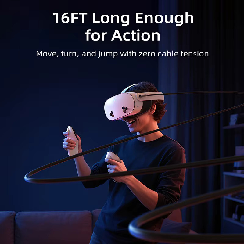 CABLETIME USB-C zu USB-C VR-Verbindungskabel für Meta Quest 3S/3/2/Pro und Oculus Quest, 18W Ladekabel mit 5Gbps Datenübertragung, Schwarz - Bild 4