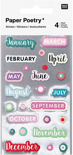 Rico Design Paper Poetry Sticker Monate 100 Stück - Bild 1