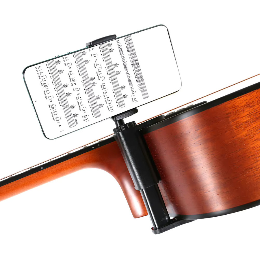 Mehrzweck Gitarren-Telefonhalterung in Schwarz für Smartphones, Kameras und Mikrofone zur freihändigen Nutzung - Bild 2