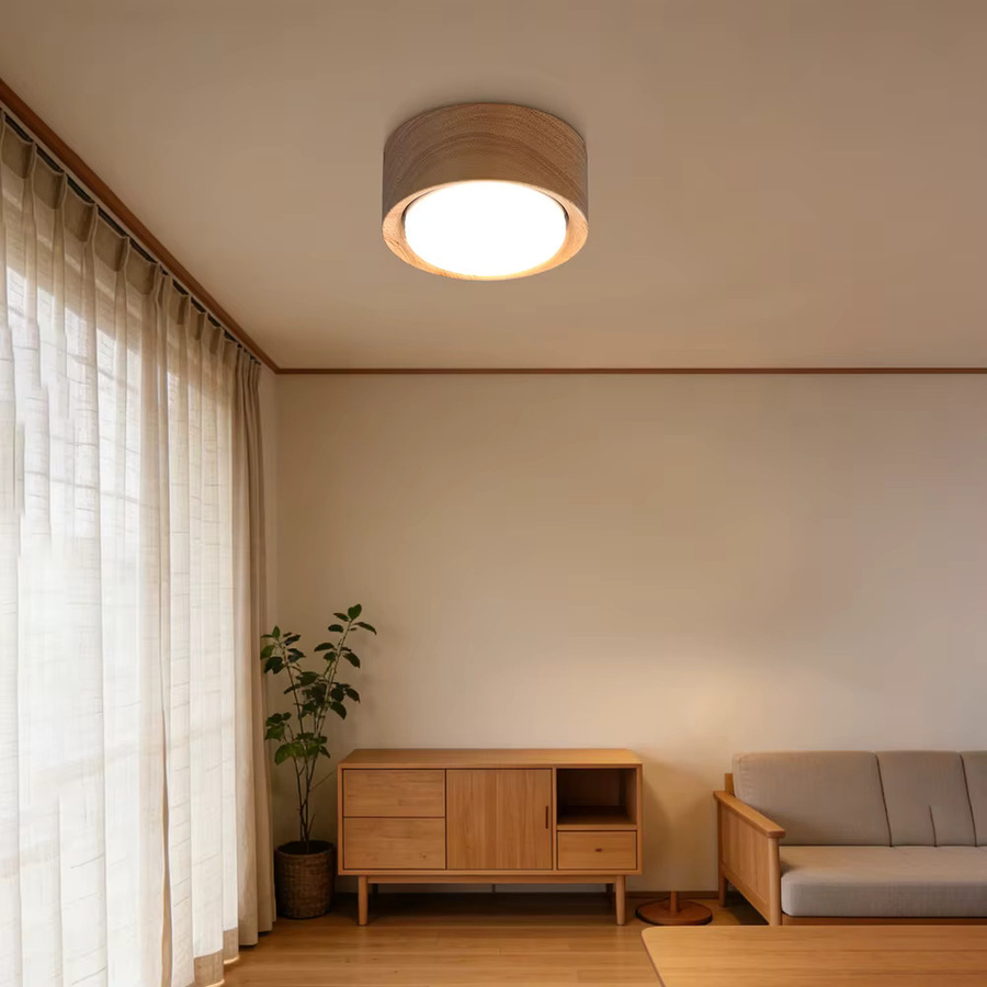 LANGYUE GX53 LED Downlight Holz-Deckenleuchte in Braun mit warmweißem Licht für Wohnzimmer, Flur und Schlafzimmer - Bild 2