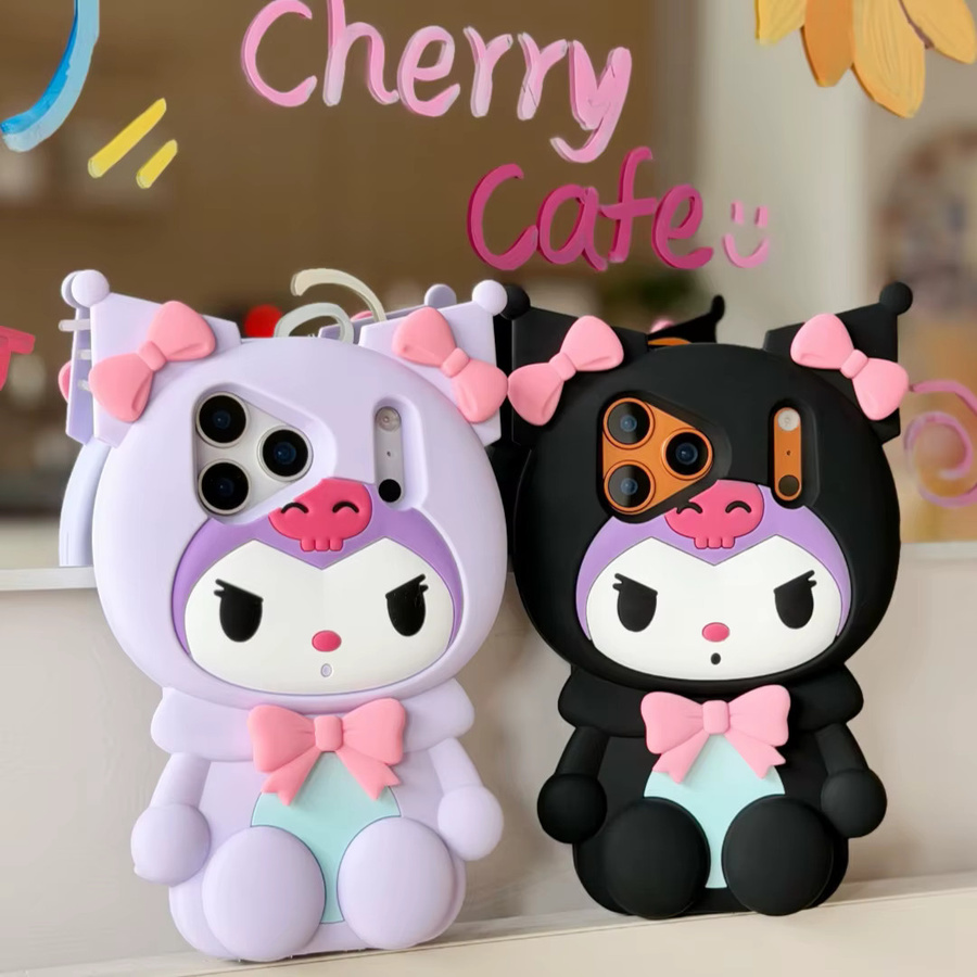 Sanrio Kuromi 3D Handyhülle aus weichem Silikon in Lila für iPhone 11 bis iPhone 17 Pro Max - Bild 3