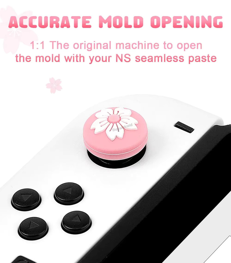 4er-Set Rosa Silikon-Soft-Grip-Kappen für Nintendo Switch Joypad Controller OLED und Lite - Bild 3