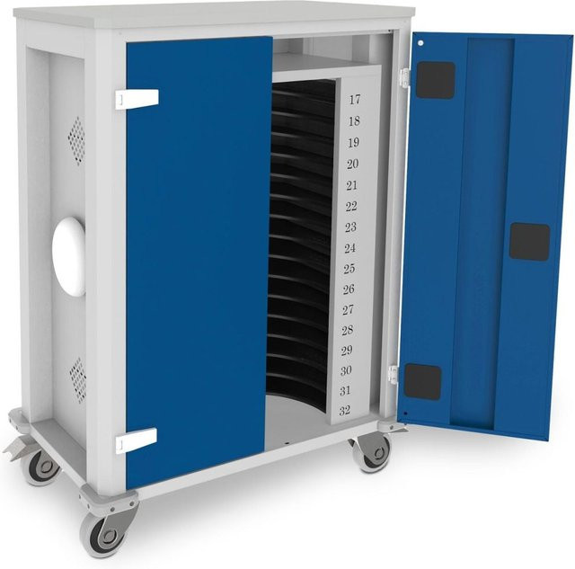 rotstahl Tabletwagen Power für 32 Tablets mit Access Point, lichtgrauer Korpus und dunkelblau, B/T/H: 73 x 44 x 105 cm - Bild 1