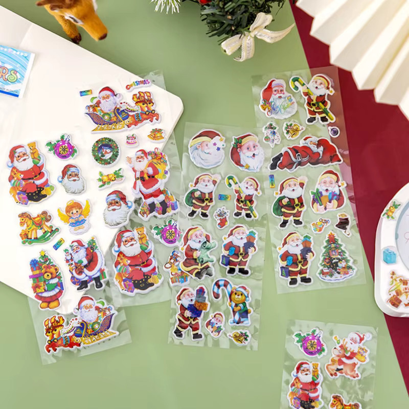 ZYF 3D Weihnacht Aufkleber Set mit Cartoon Santa Claus Motiven in Mehrfarbig für DIY Dekorationen und Schreibwaren - Bild 2