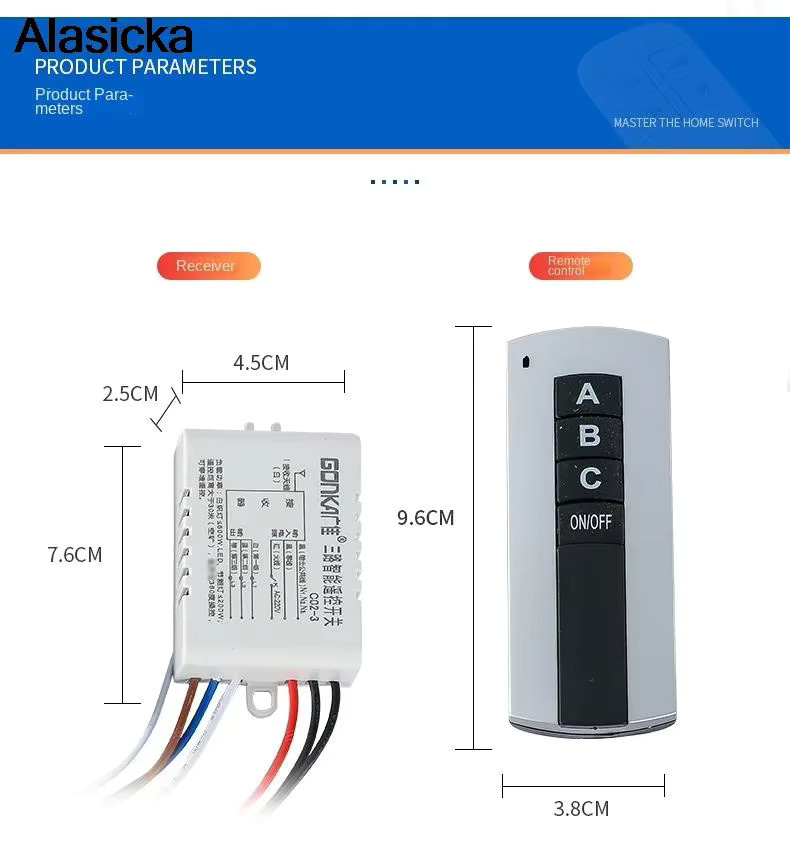 Professioneller drahtloser Fernbedienung-Schalter für elektrische Geräte, 1/2/3 Kanal EIN/AUS Empfänger und Sender für 220 V, Farbe: Weiß - Bild 2