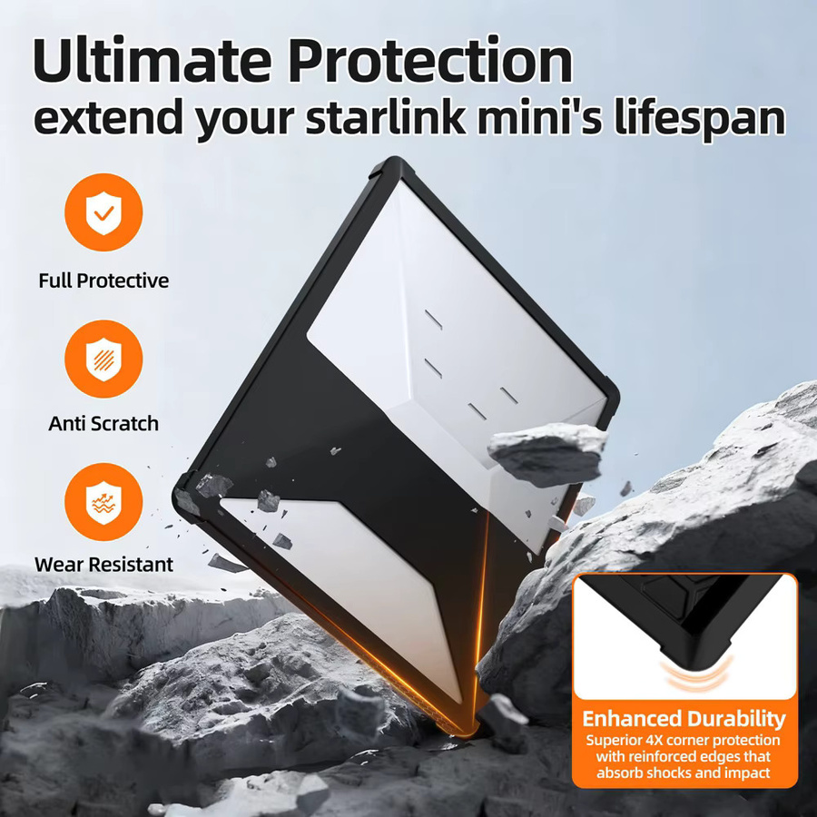 SZKOSTON Silikon-Schutzhülle für Starlink Mini mit sechseckiger Wärmeableitung, stoßdämpfend, staubdicht und wasserdicht, in Schwarz oder Grau - Bild 4