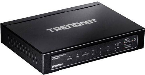 TRENDnet TPE-TG611 Gigabit Netzwerk Switch mit PoE+ Funktion, 4 x 10/100/1000 Mbit/s, 1 x Gigabit SFP Uplink, Schwarz - Bild 1