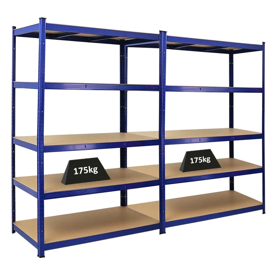 2er Set PROREGAL Taurus Schwerlastregal aus Metall und MDF-Holz, Blau, H x B x T: 180 x 120 x 60 cm - Bild 2