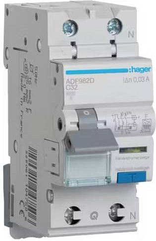 Hager ADF982D FI-Schutzschalter und Leitungsschutzschalter 2polig 32A 0,03A 230V - Bild 1