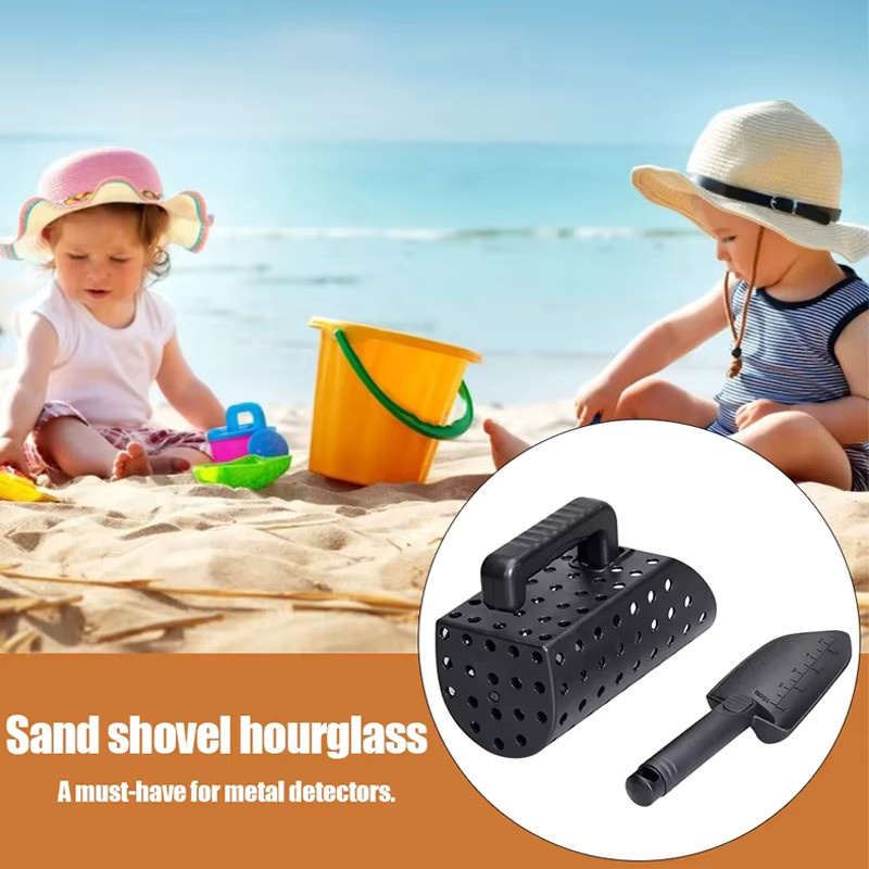 Edelstahl Sandschaufel und Filter Set in Schwarz für Metalldetektoren und Strandsuche - Bild 6