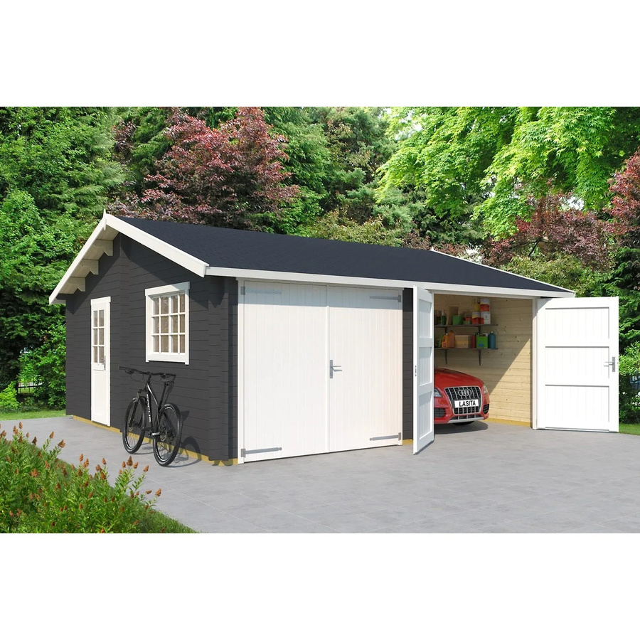 Lasita Maja Doppel-Holzgarage Falkland mit Holztor in Carbongrau, B/T: 575 x 575 cm - Bild 2