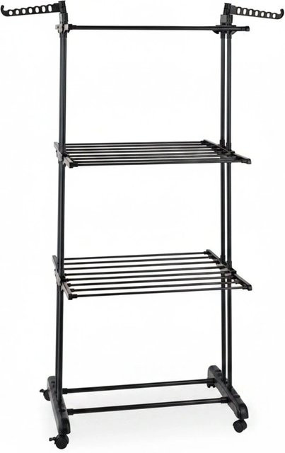Relaxdays Wäscheständer Turm aus Eisen und Kunststoff, Schwarz, B/T/H: 126 x 63,5 x 179 cm - Bild 1