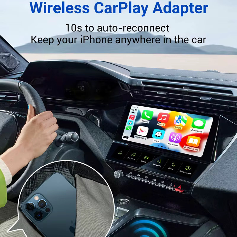 OTTOCAST Wireless CarPlay Android Auto Adapter Ai Box mit Youtube Netflix Tiktok und IPTV in Schwarz für Autos mit kabelgebundenem CarPlay - Bild 4