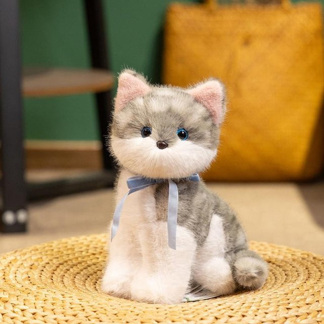 Gestreifte Katze Plüschtier, Sitzende Realistische Katze, 18cm, ab 14 Jahre - Bild 1