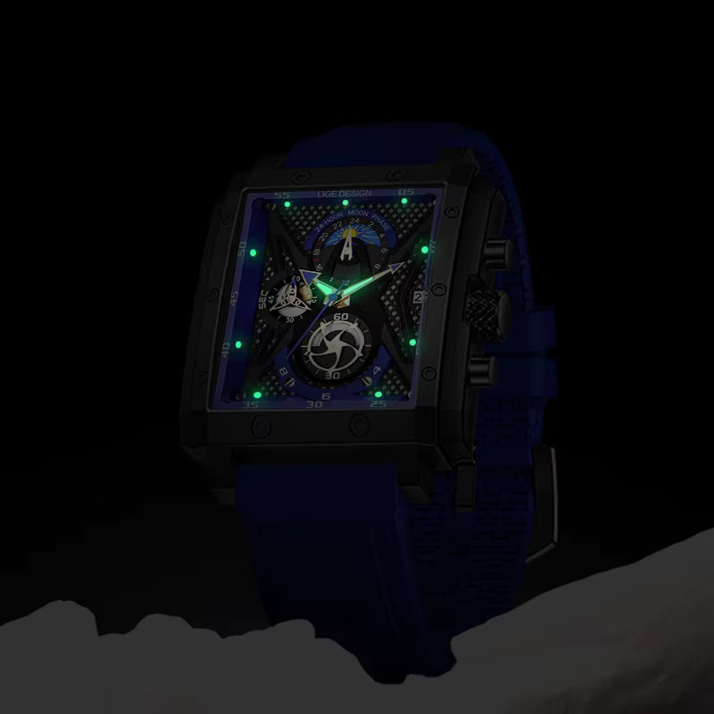 LIGE Armbanduhr Quarz, Silikon, Schwarz, Herren - Bild 3