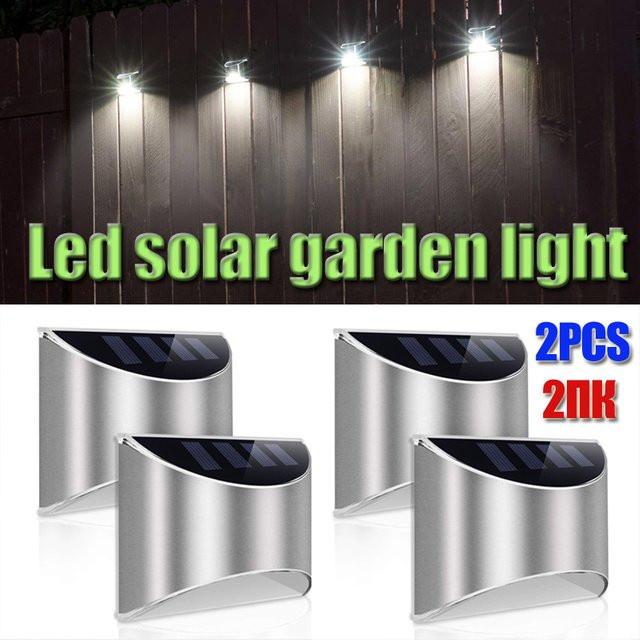 DOUWENXI 2er Set Solar Wandleuchten aus Edelstahl in Silber für Garten, Terrasse und Treppen - Bild 1