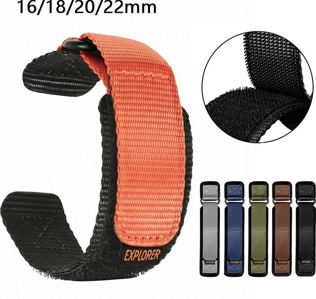 strapfreak Uhrenarmband Nylon, Klettverschluss, Unisex, 16 mm, 18 mm, 20 mm, 22 mm - Bild 1