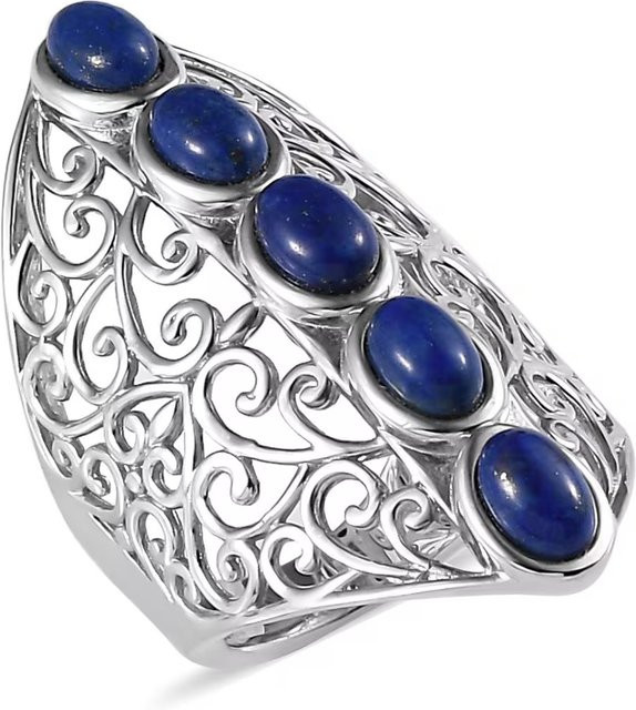 YoYo Ring, synthetischer Lapislazuli, Silber, Damen, Vintage - Bild 1