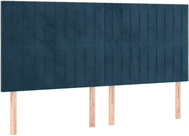 vidaXL Kopfteil aus Samt in Dunkelblau, Breite: 180 cm, Tiefe: 5 cm, Höhe: 118 cm bis 128 cm - Bild 1