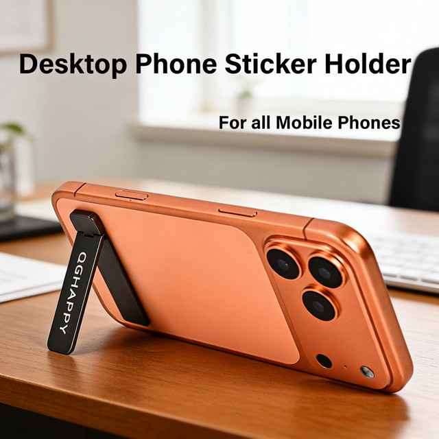 WSSHE Telefonhalter aus Metall in Silber, selbstklebender und faltbarer Handyhalter für den Desktop - Bild 1