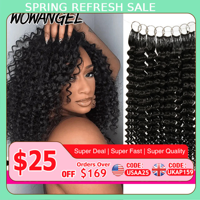 WOWANGEL Deep Wave Feather Crochet Echthaarverlängerungen, Schwarz, Damen - Bild 1