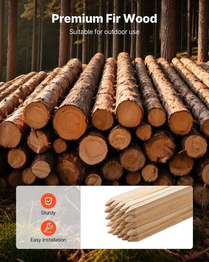 50 Stück Holz-Gartenpfähle von Buying Solutions MB aus Tannenholz, braun, B/B/H: 1,9 x 1,9 x 91,4 cm - Bild 3