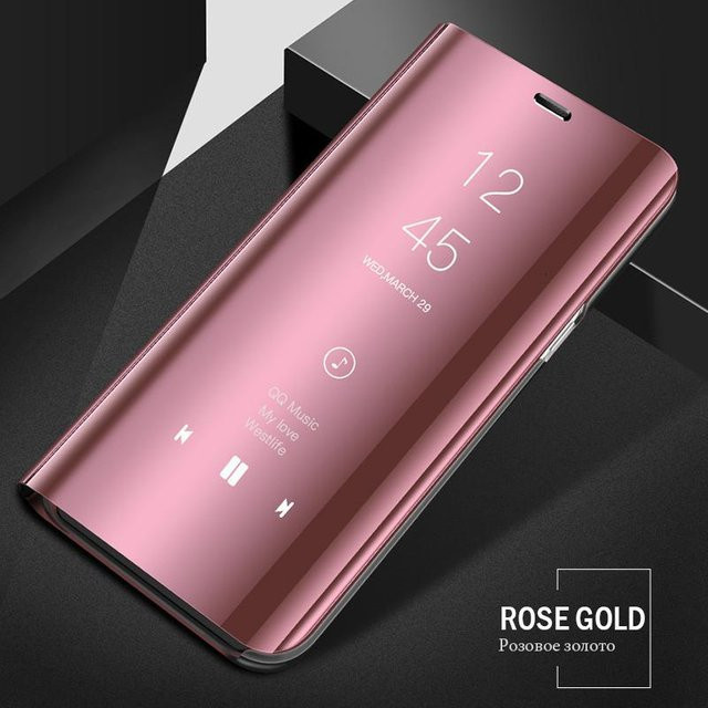 Luxus Spiegel Flip Hülle für Samsung Galaxy S8 S9 S10 S20 S21 S22 S23 S24 Ultra Plus FE 5G Stoßfeste Panzerabdeckung in Rose Gold - Bild 1