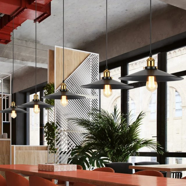 JOYINLED Industrie Pendelleuchte im Vintage Retro Design aus Metall für dein Esszimmer in Schwarz und Gold/Messing - Bild 1