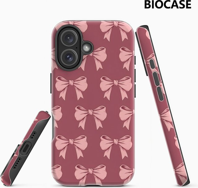 Potdemiel Handyhülle mit Schleifen in Pink für iPhone 17 16 15 14 13 Pro Max Plus, magnetische robuste Einzel- und Doppelschicht-Hülle - Bild 1