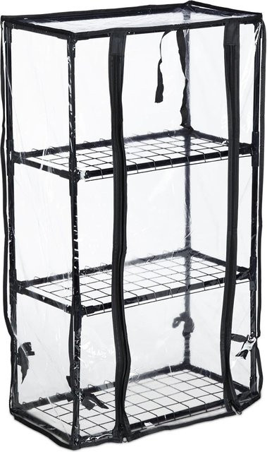 Relaxdays Balkongewächshaus aus Eisen und Kunststoff in Schwarz und Transparent mit 3 Ebenen und aufrollbarer Tür, B/T/H: 80 x 48 x 24,5 cm - Bild 1