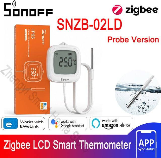 SONOFF SNZB-02LD LCD Smart-Thermometer mit Sonde Zigbee 3.0, wasserdicht IP65, Farbe: Weiß - Bild 1