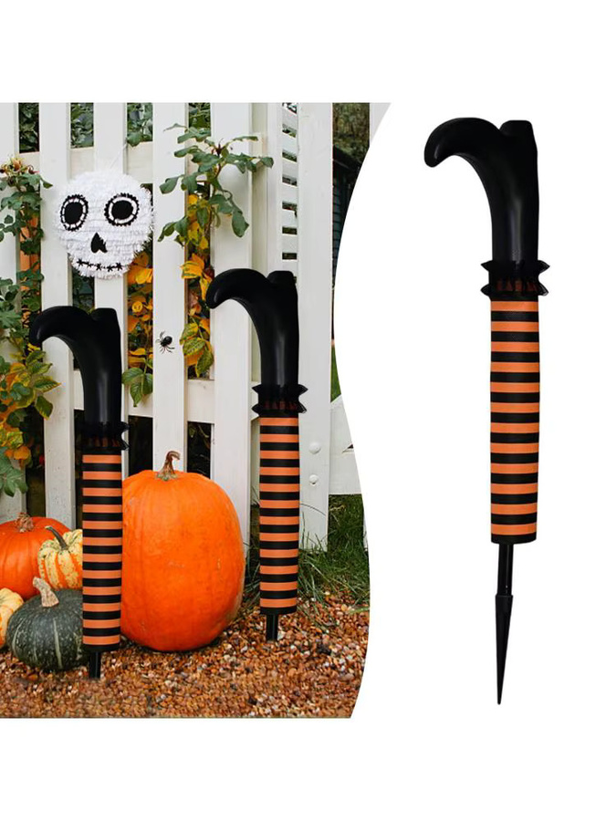 Kesoto Halloween-Dekoration Hexenbein in Orange gestreift, Länge: 56 cm - Bild 5