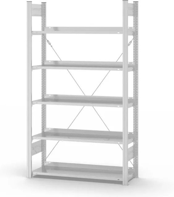 PROREGAL Aktenregal Stecksystem T-Profil Grundregal aus Stahl in Lichtgrau, 5 Ebenen, H x B x T: 175 x 100 x 30 cm - Bild 1