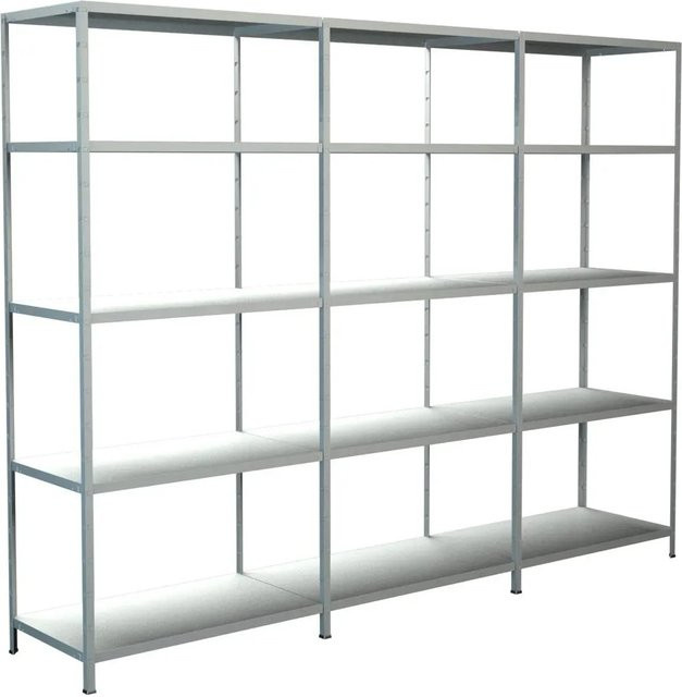 SCHULTE REGALWELT Steck-Grundregal mit 2 Anbauregalen aus Metall in Weiß, B/H/T: 200 x 300 x 50 cm - Bild 1