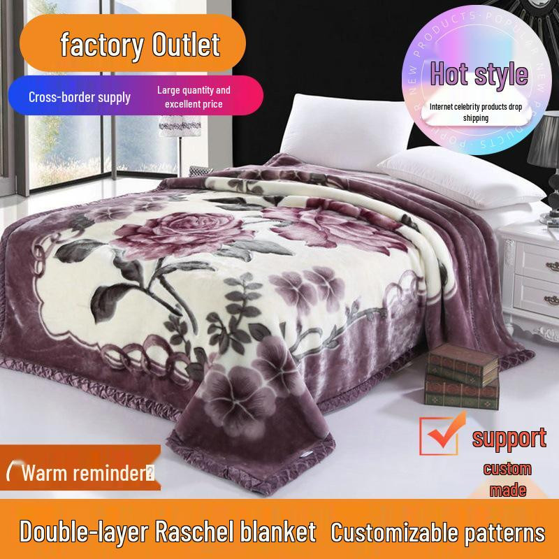 Doppellagige verdickte Raschel-Fleece-Decke von Wish Today für warme Winterabende auf dem Sofa, B/B/H: 200 x 230 cm - Bild 8