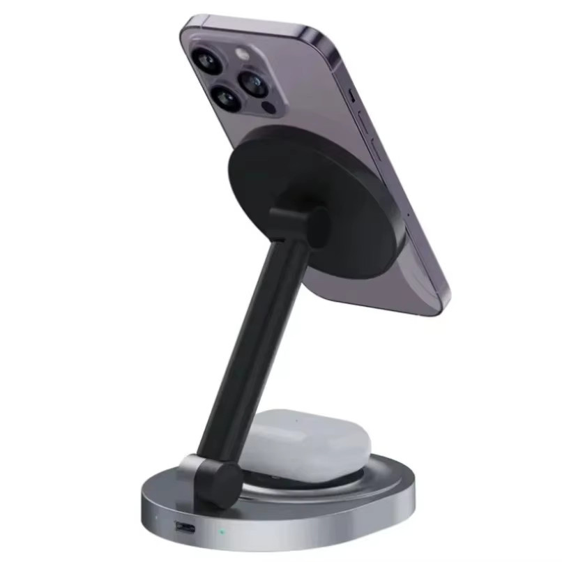 VIKEFON 2-in-1 Magnetische Kabellose Ladestation für MagSafe iPhone und Apple Watch in Schwarz - Bild 2