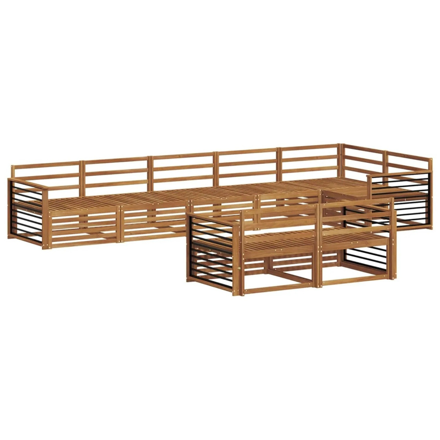 vidaXL Outdoor-Sofagarnitur aus Akazienholz in Braun, 8-teiliges L-Shape Set mit Polstern - Bild 2