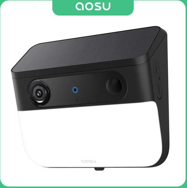 AOSU Solar-Wandleuchte-Kamera mit 3K/5MP Auflösung, kabellose Außen-Sicherheitskamera in Schwarz mit 9200mAh Akku, KI-Erkennung und Farbnachtsicht (refurbished) - Bild 1