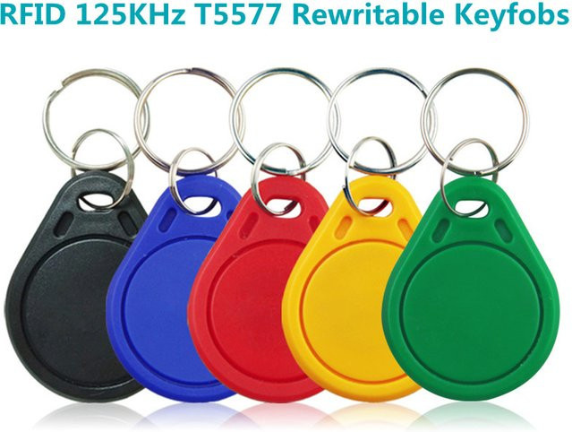 10 Stück YEVERAXIN RFID-Schlüsselanhänger 125kHz EM4305 T5577 wiederbeschreibbare Proximity Token in Schwarz und Multicolour - Bild 1